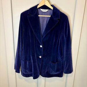 Vintage Koret Navy Velvet Blazer Women Two Button